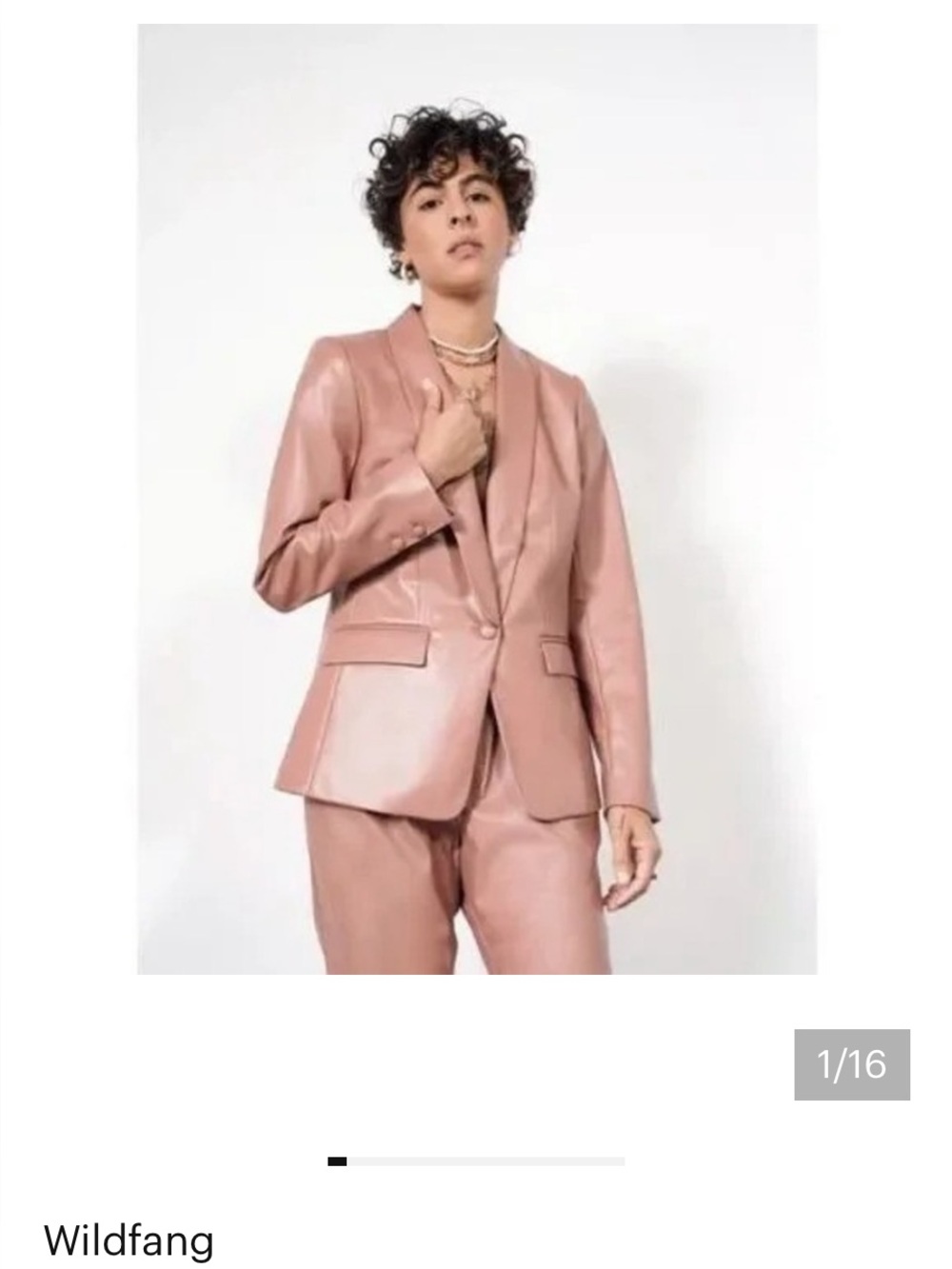 Wildfang Empower Light Pink Faux Vegan Tux Blazer size large
